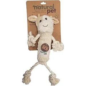 NEW Natural Pet Plush Dog Toy Rope Cow Eco Friendly Cotton Fiber Squeaker Chew